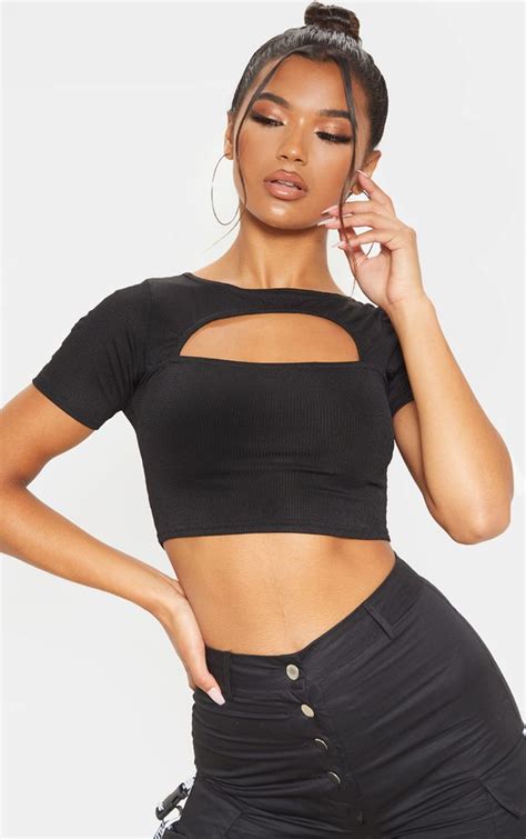 Black Drill crop top .